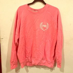 VS PINK Neon Pink Crewneck Pullover Sweatshirt
